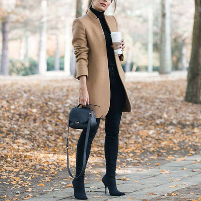 Women's Stand-Collar Wool Blazer